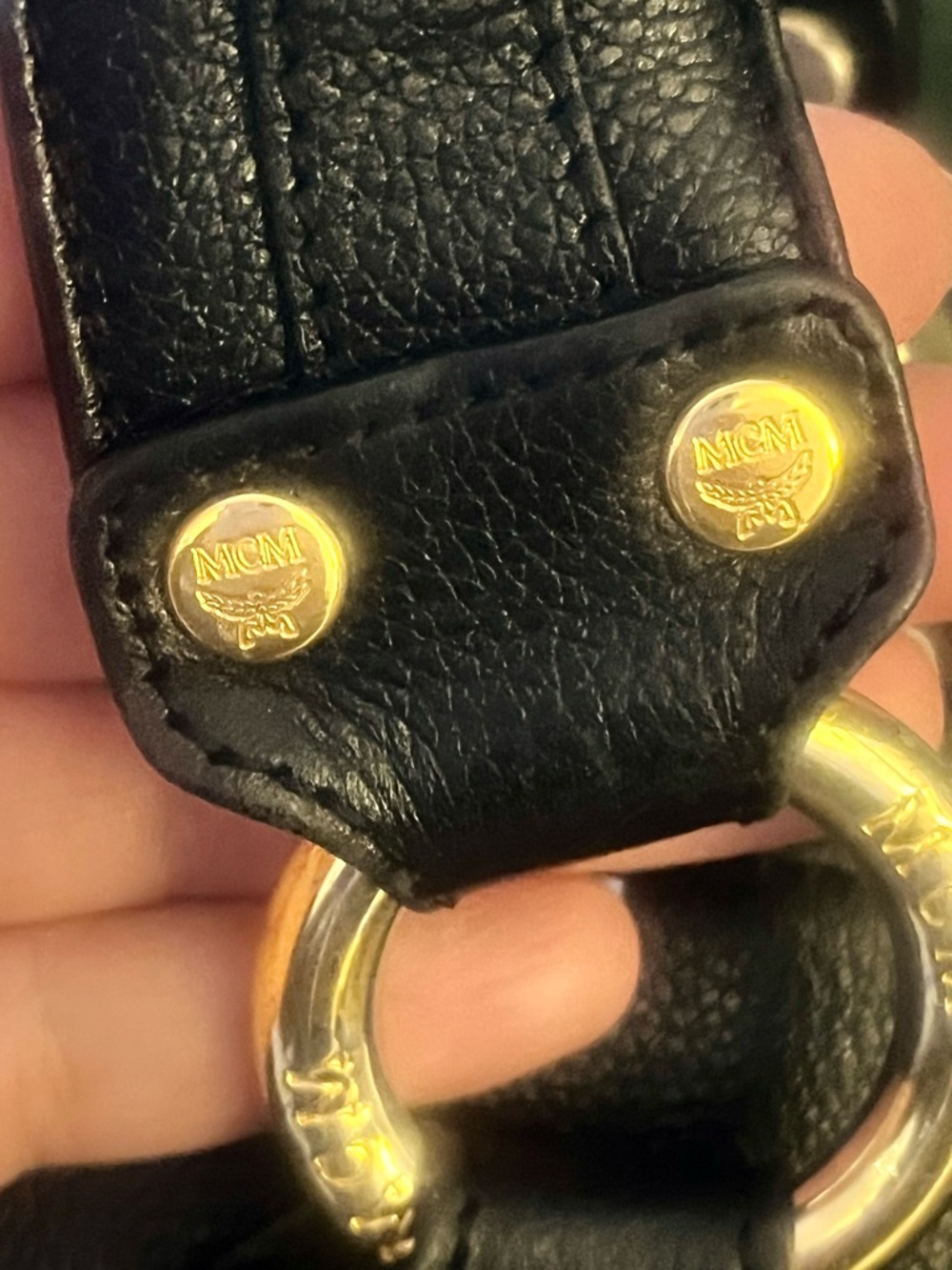 MCM Black Leather Shoulder Bag with Gold Hardware - Picture 4 of 16